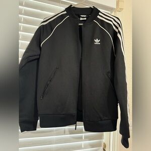Adidas Black Track Jacket with Stripes